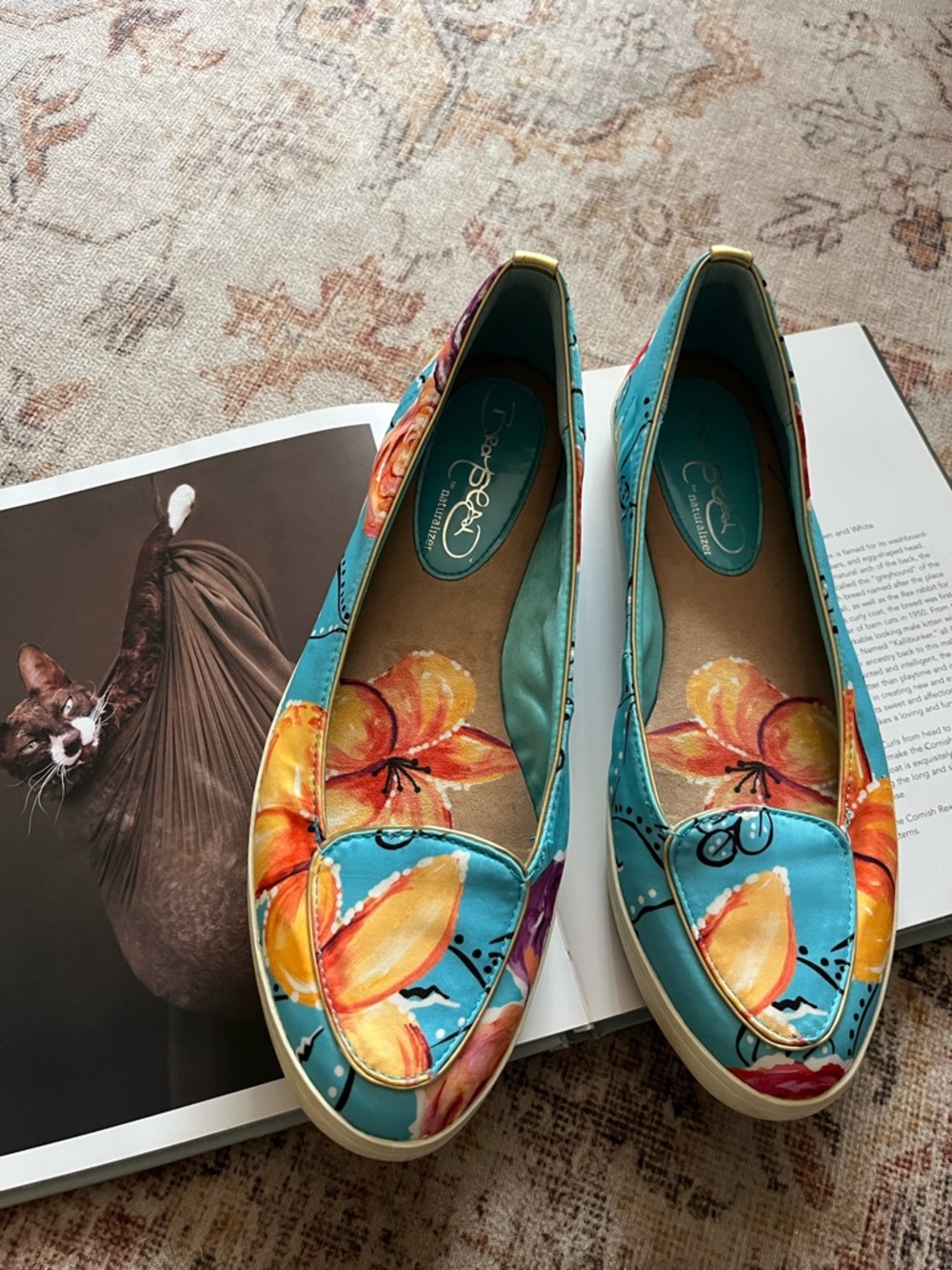 Naturalizer Turquoise Floral Ballet Loafers